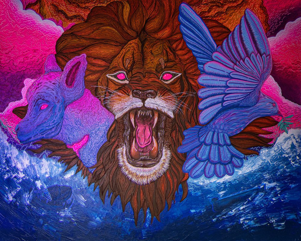 High-resolution digital scan of an original painting by X Moss Art, color-corrected by Orlando Photoworks