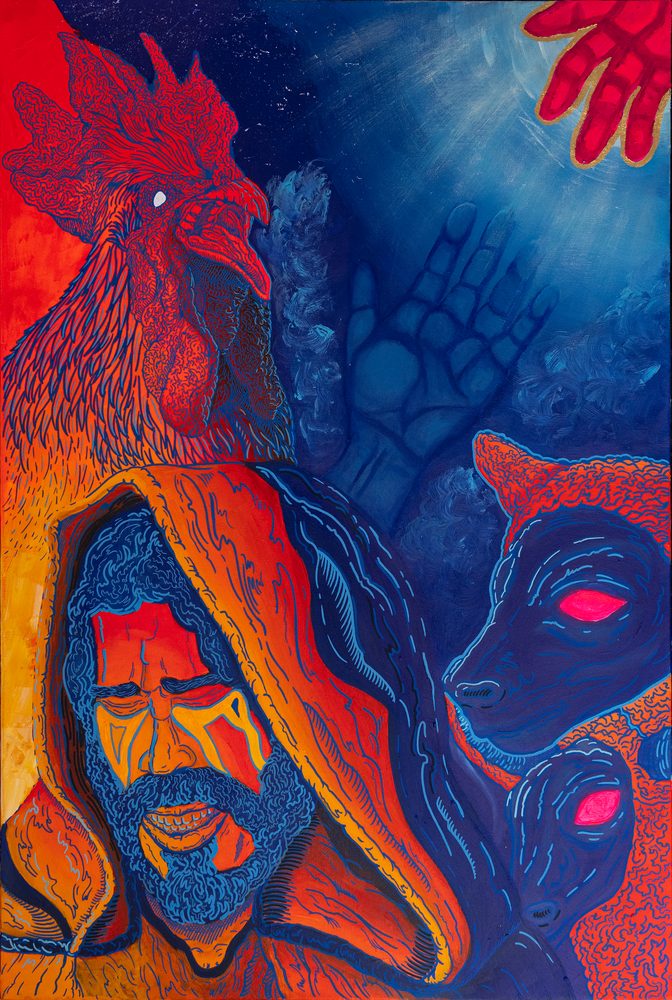 High-resolution digital scan of an original painting by X Moss Art, color-corrected by Orlando Photoworks